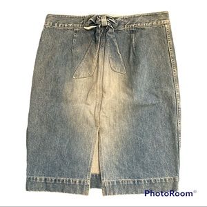 Marc Jacobs Denim Pencil Skirt Bow Detail Sz 10 Fall